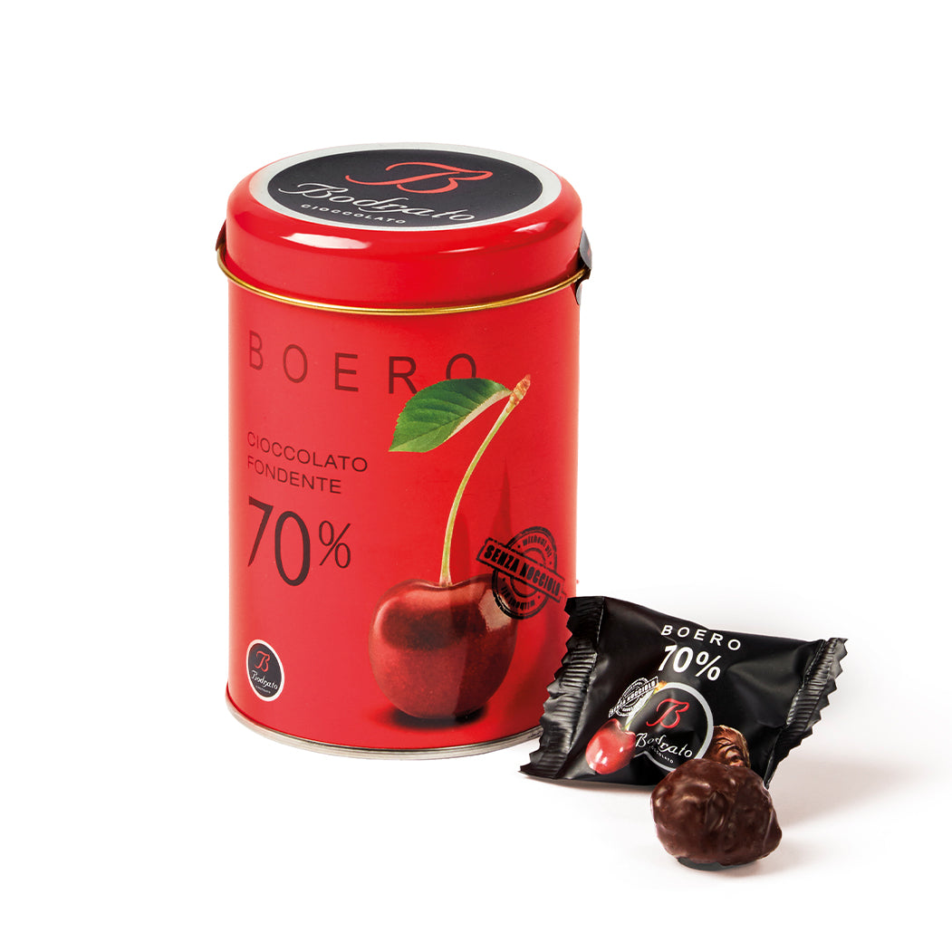 Bodrato Boeri Extra Dark Chocolate Cherries in Red Tin 5.29oz