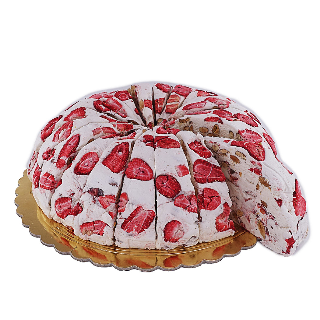 Sara Round Torrone Cake Slice with Strawberries 7.04oz