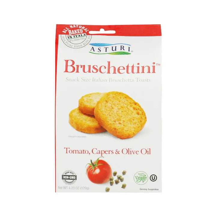 Asturi Bruschettini with Tomato, Capers & Olive Oil 4.23oz