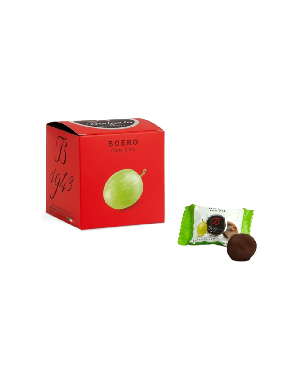 Bodrato Chocolate Covered, Grappa Dipped Grapes, Dark Chocolate Wrapped Box 3.53oz