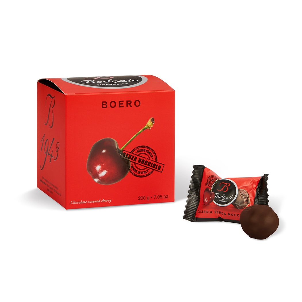 Bodrato Chocolate Covered, Grappa Dipped Cherries, Dark Chocolate Wrapped Box 7.05oz