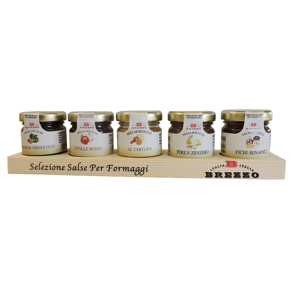 Brezzo Mixed Condiments for Cheese in Wooden Tray 5 x 1.41oz - Ambrosi ...