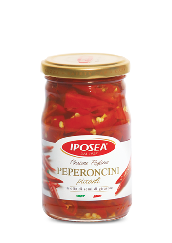 Iposea Calabrian Hot Peppers Sliced in Oil 280 g