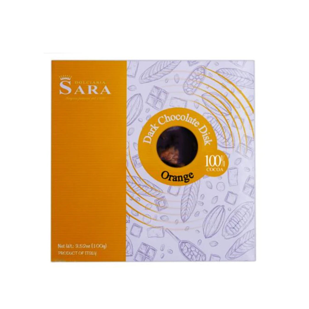 Sara Round Dark Chocolate Bar with Candied Orange Cubes 3.53oz