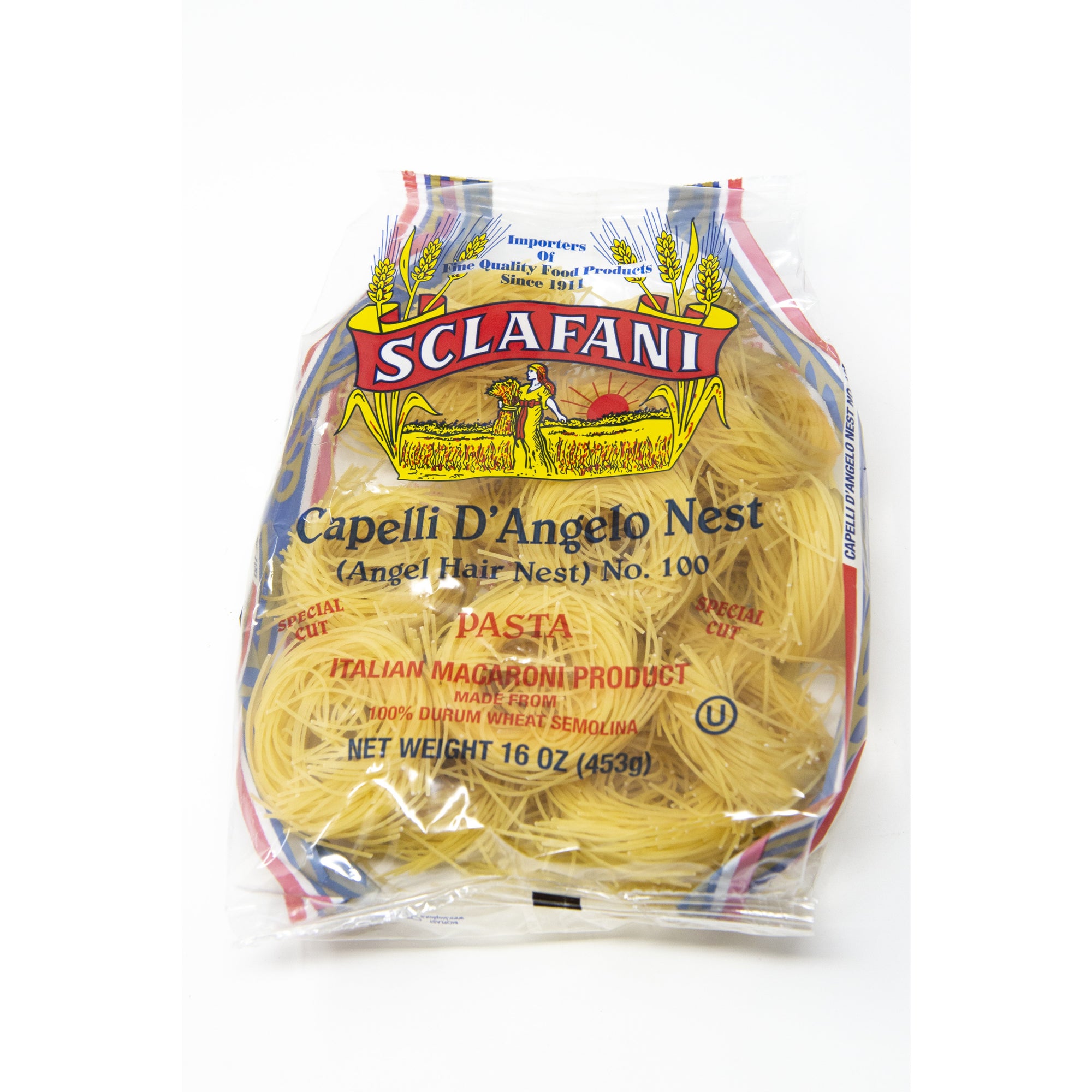 Sclafani Pasta #100 Capelli D'Angelo Nest(Angel Hair) 1 lb.