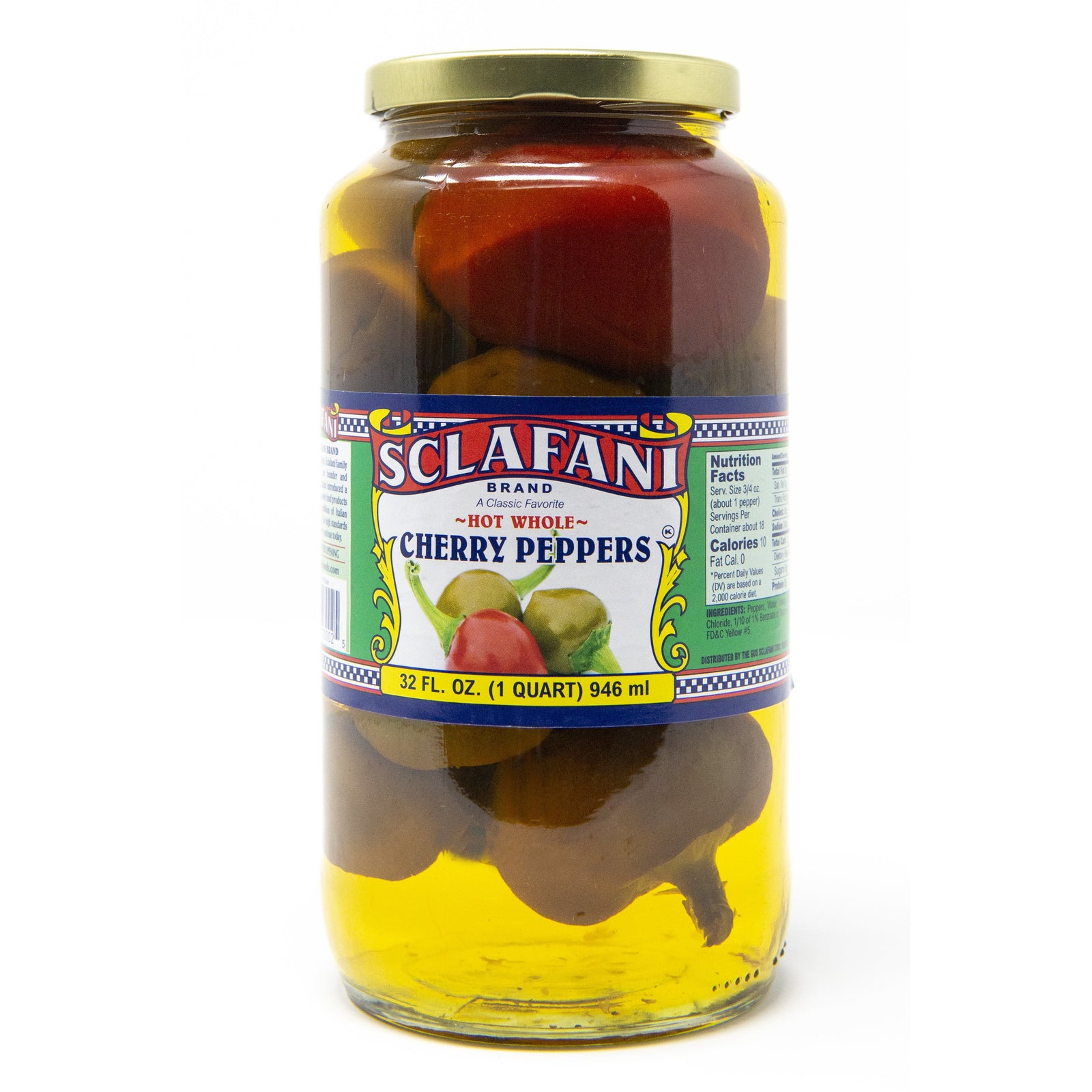 Sclafani Hot Whole Cherry Peppers 32 oz.