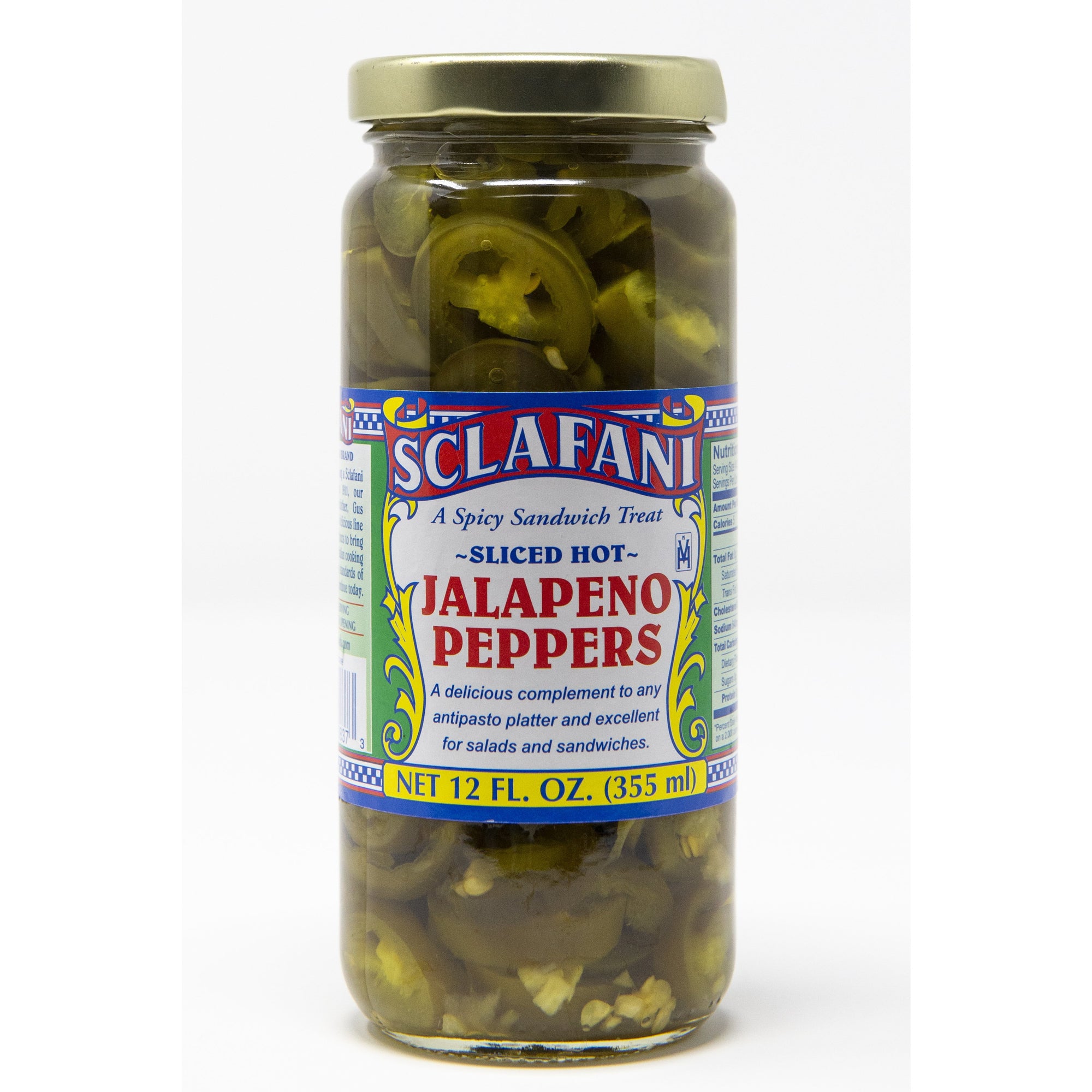 Sclafani Hot Sliced Jalapeno Peppers 12 oz.