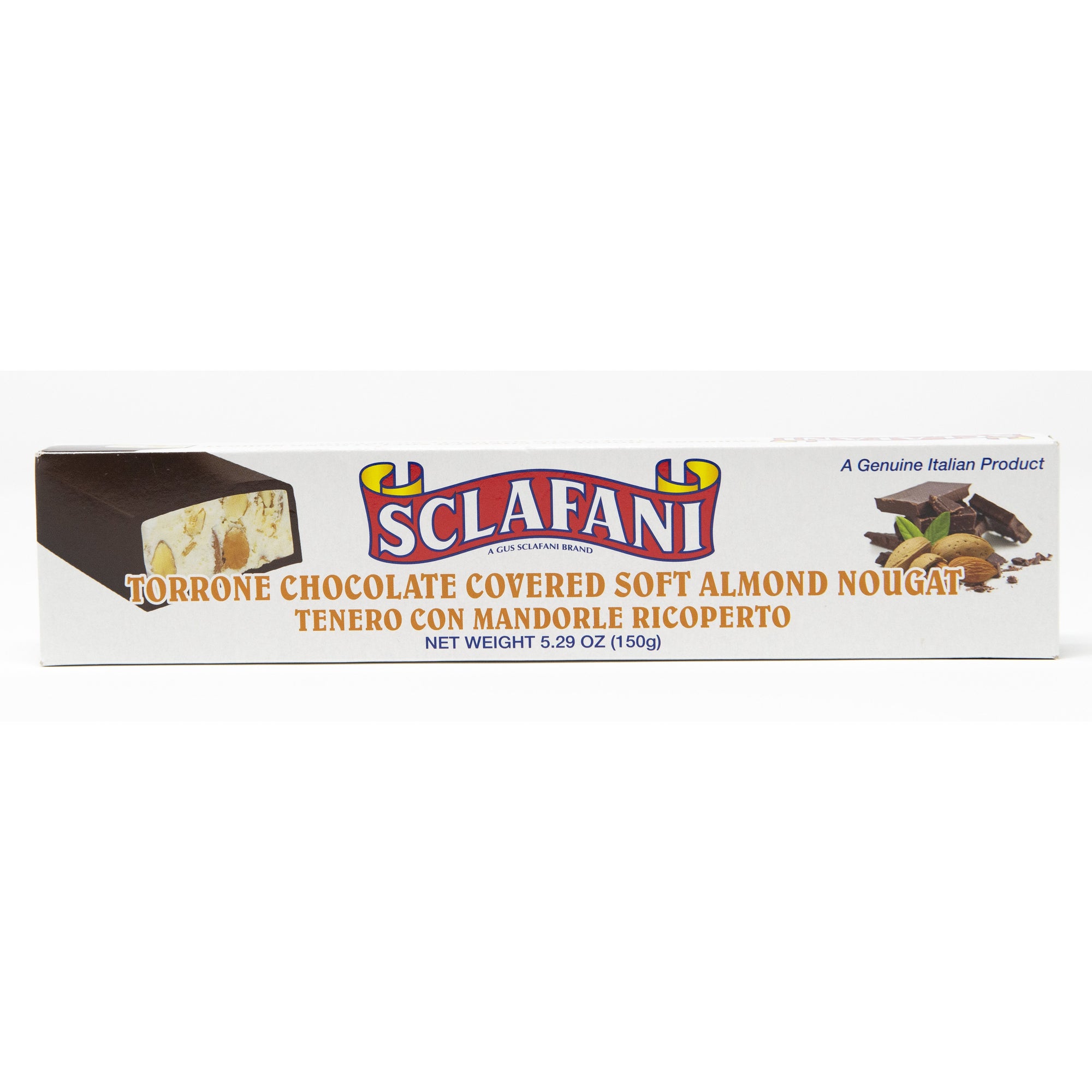 Sclafani Chocolate Covered Soft Almond Torrone 5oz. ..