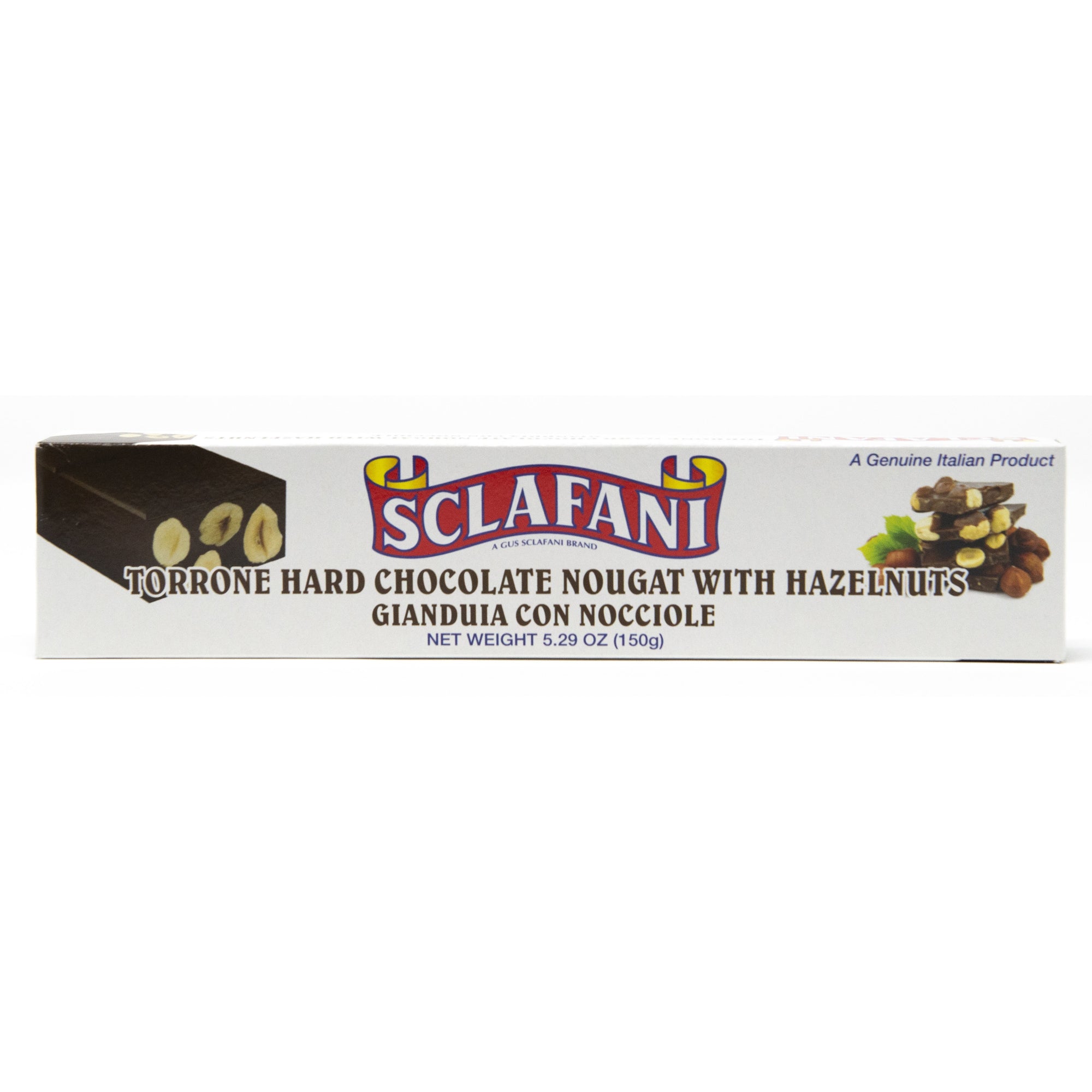 Sclafani Hard Chocolate Gianduia Nougat w/ Hazelnut Torrone 5oz.