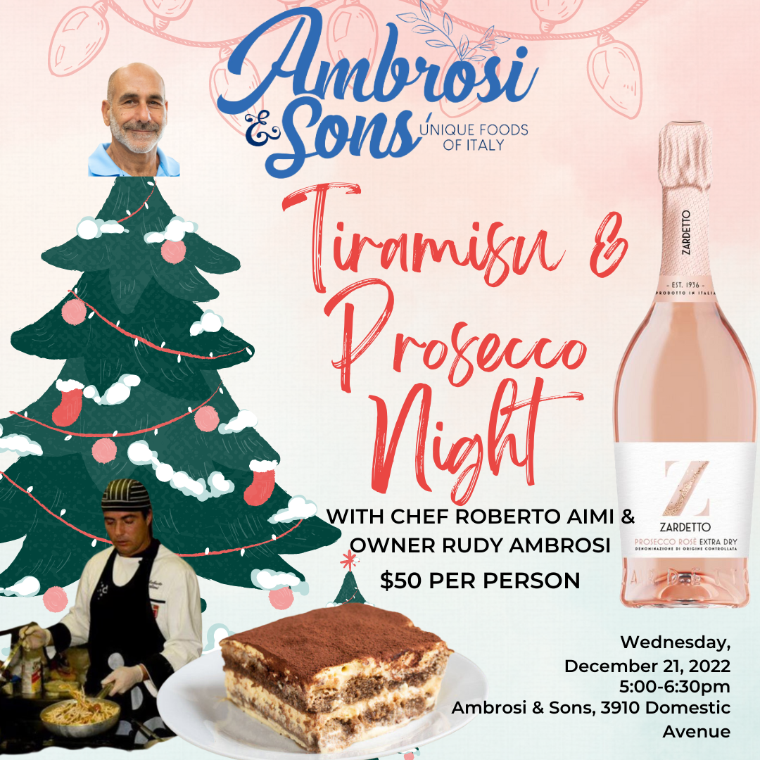 Tiramisu & Prosecco Night with Chef Roberto Aimi & Rudy Ambrosi