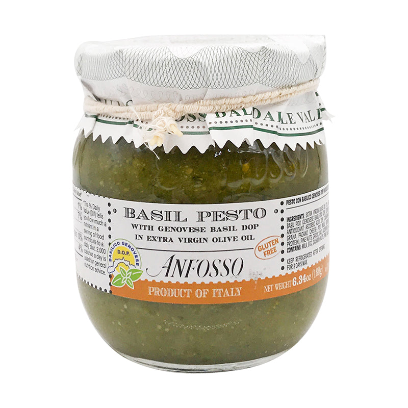Anfosso Basil Pesto with Genovese Basil D.O.P in Extra Virgin Olive Oil 6.43 oz