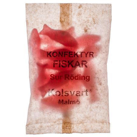 Kolsvart Sour Roding (Char) Sour Raspberry Swedish Fish 4.2 oz