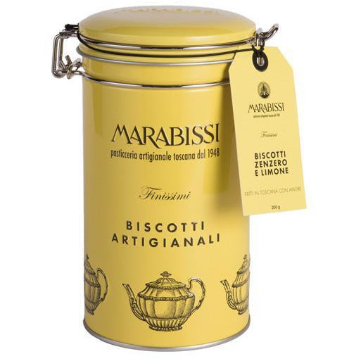 Marabissi Yellow Tin with Ginger and Lemon Cookies 5.09 oz