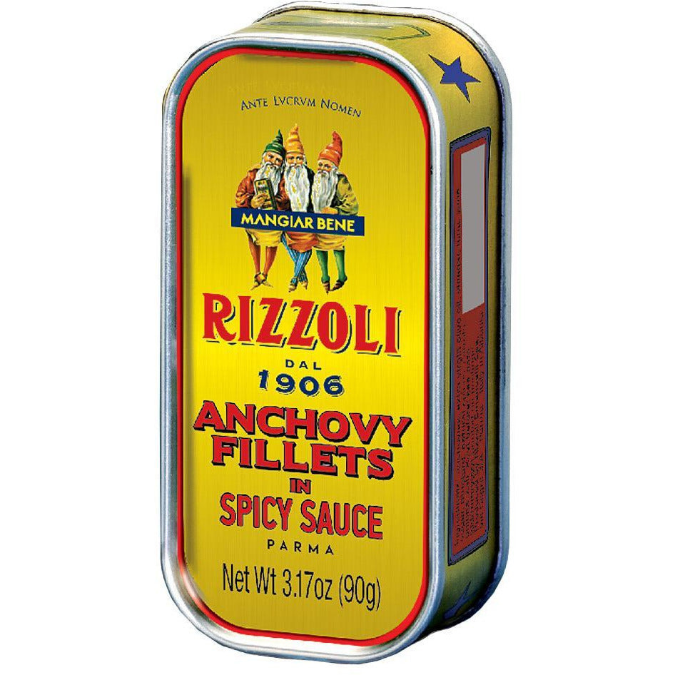 Rizzoli Anchovy Fillets in Spicy Sauce (Famous Recipe) Tin 3.17 oz