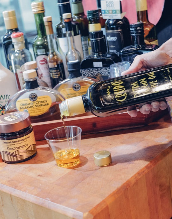 Pouring Italian olive oil