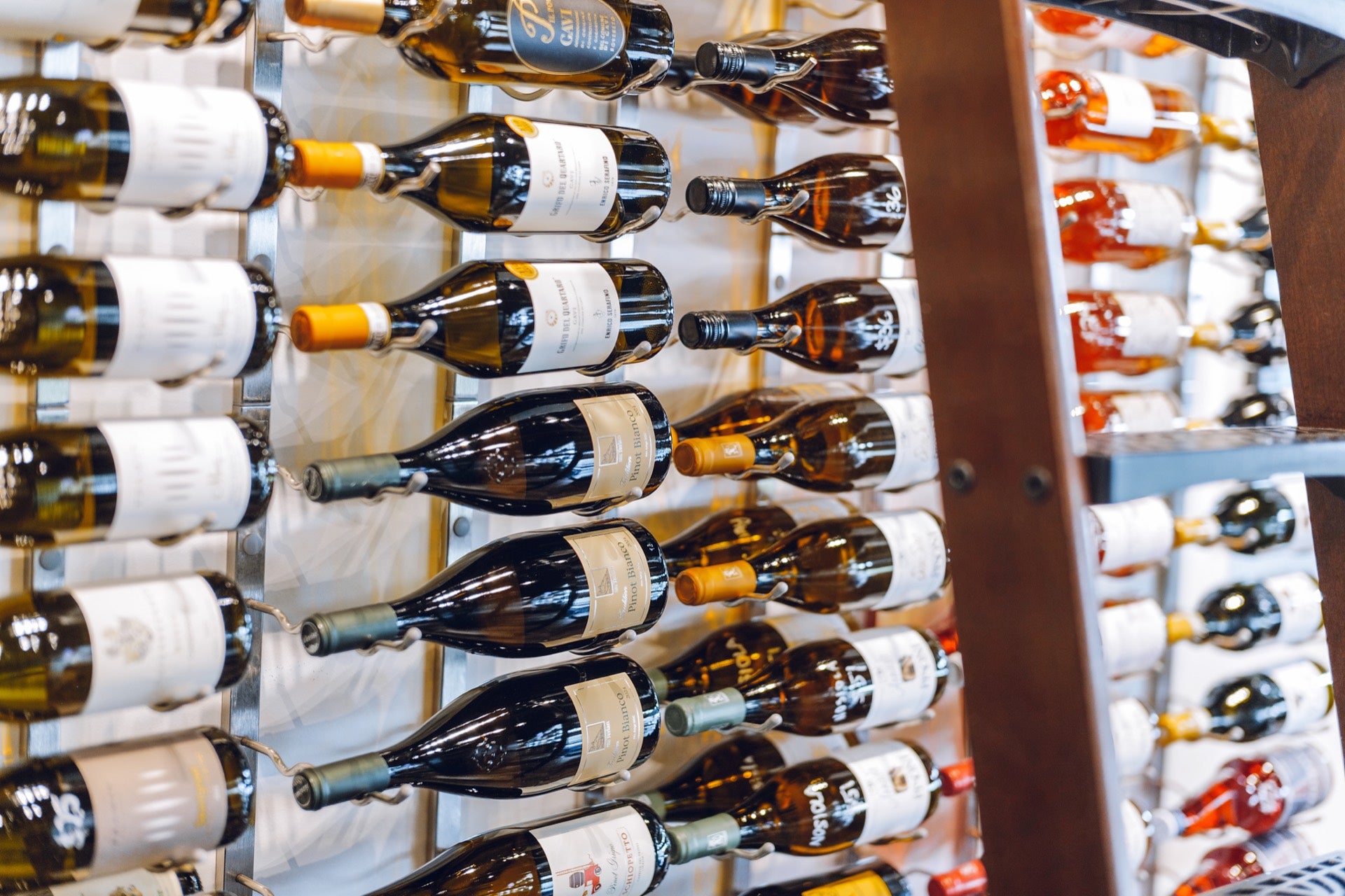 Wall of Italian wine bottles